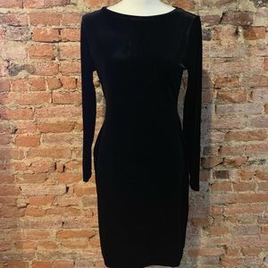 NWT J Crew Long Sleeve Sheath Dress Black Velvet